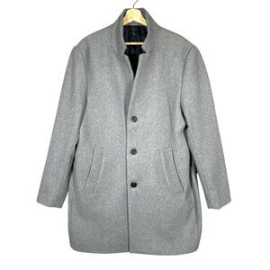 H&M Overcoat Men 44R Wool Blend Grey Minimalist Capsule Neutral Topcoat Car Coat